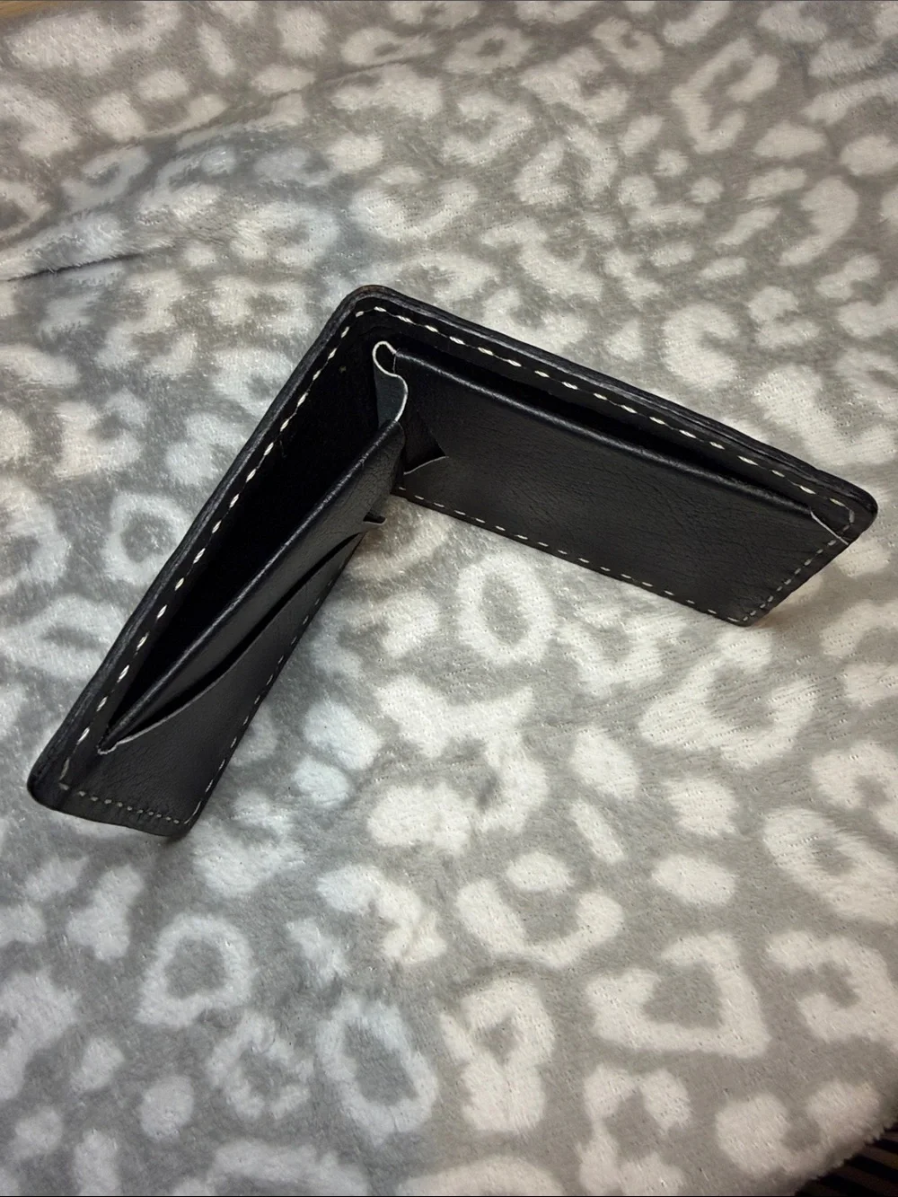 Classic Embossed Leather Bifold Wallet - Black